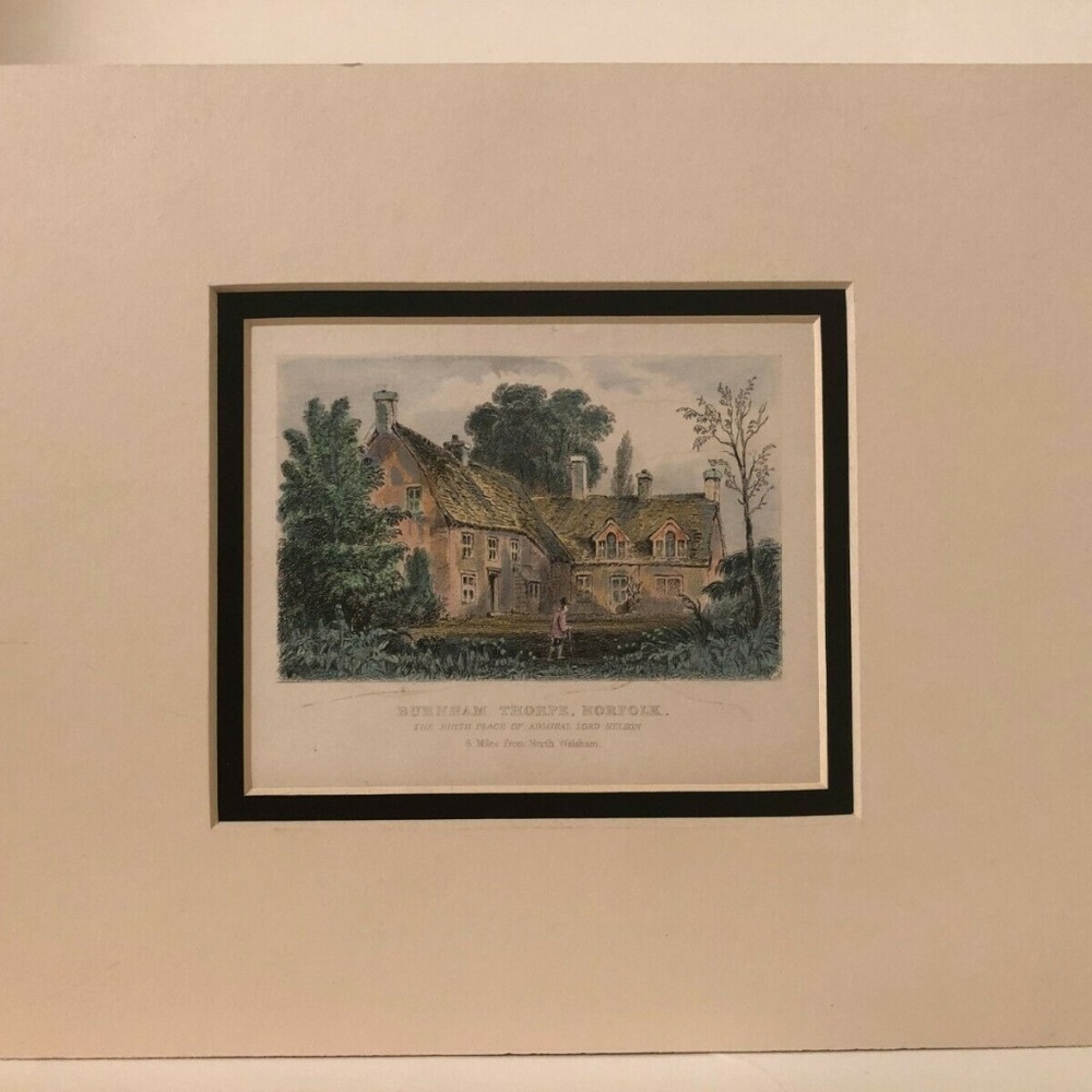 1800s Engraving Birthplace of Admiral Lord Nelson